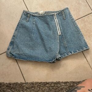 Vintage Denim Skort with Zipper Detail